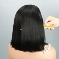 Wear and Go-Perruque Bob droite sans colle pour femme, perruques de cheveux humains, dentelle prédécoupée, densité 180%, 6x4 5