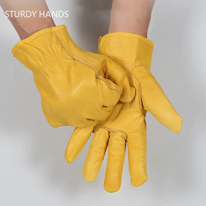 Electric Welder Cowhide Heat-insulating Work Gloves Kitchen Anti-scalding Gloves Outdoor Coldproof Protection Gardening