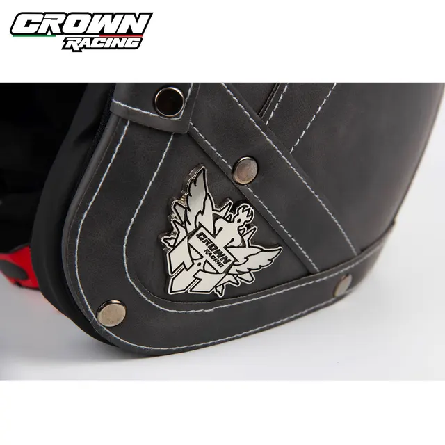 Crown racing retro motorrad helm herren 3/4 offener helm motorrad