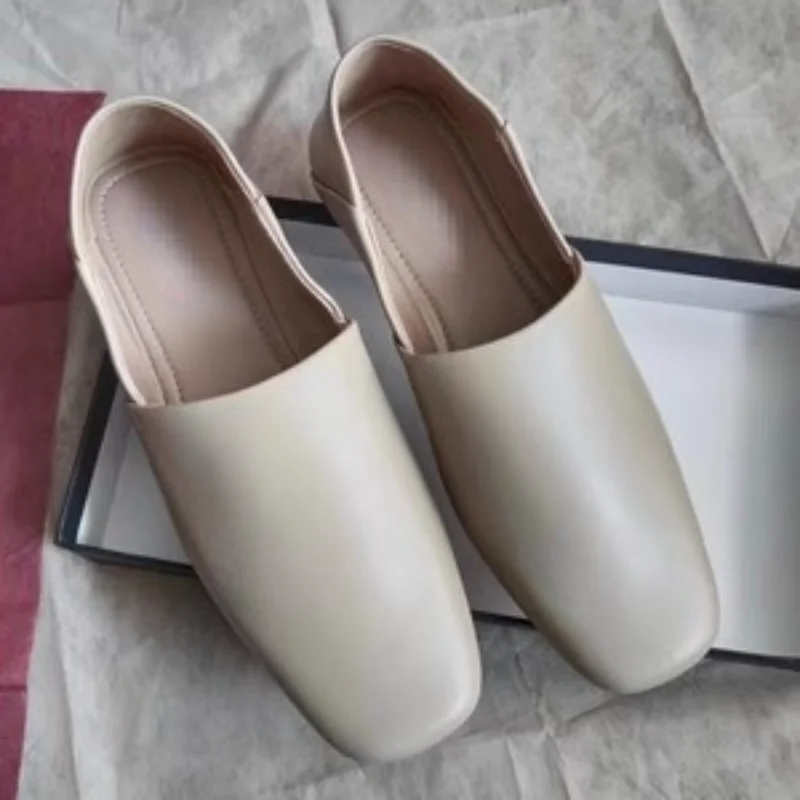 

Square Toe Women Shoes Vintage Fashion Soft Leather High Heels 2024 Spring New Pumps Loafers Tacones Solid Chaussure Femme