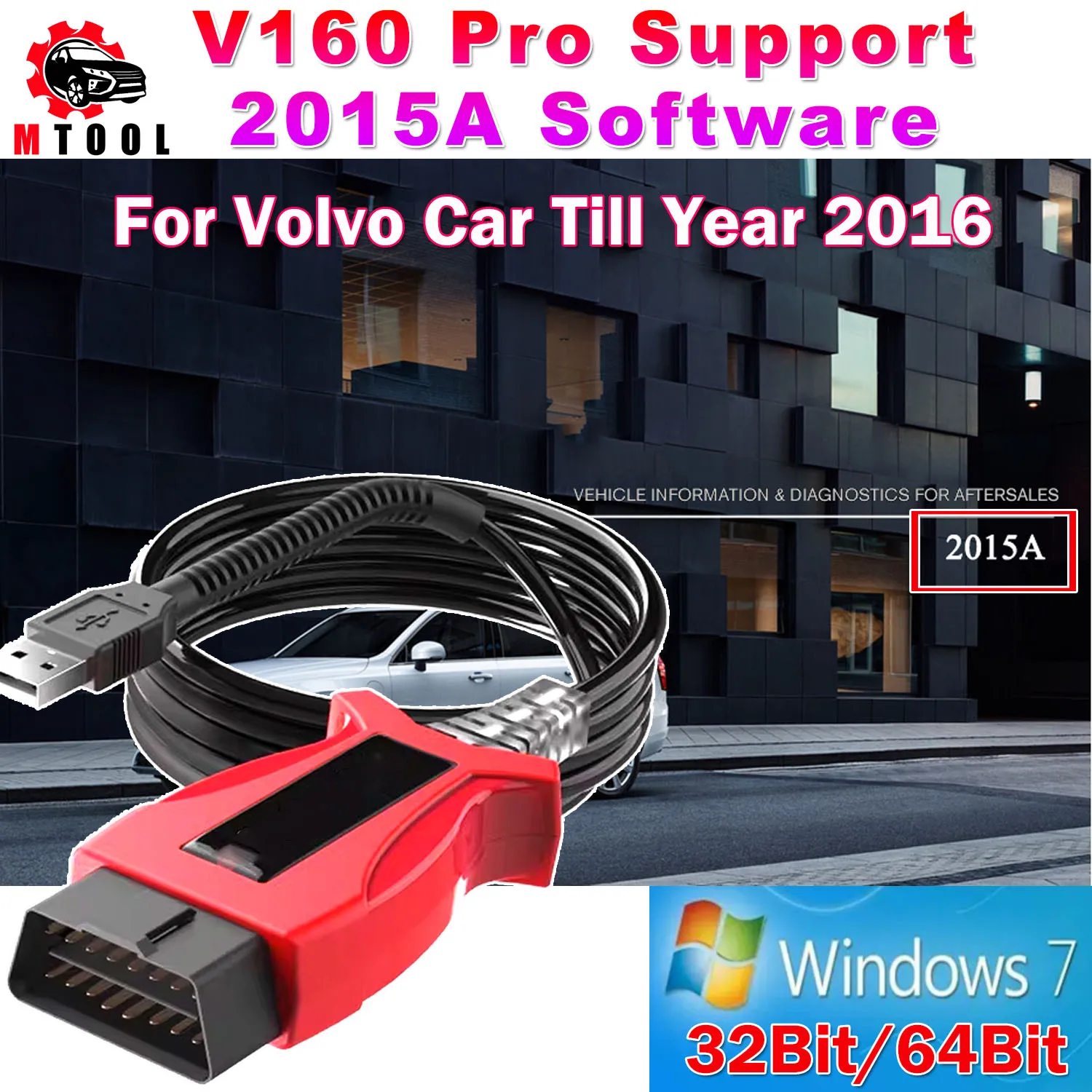 Mejor precio V160 Pro para Volvo 2014D 2015A herramienta de diagnóstico OBD2 de coche hasta el año 2016 para transmisión de potencia del motor dirección de freno.