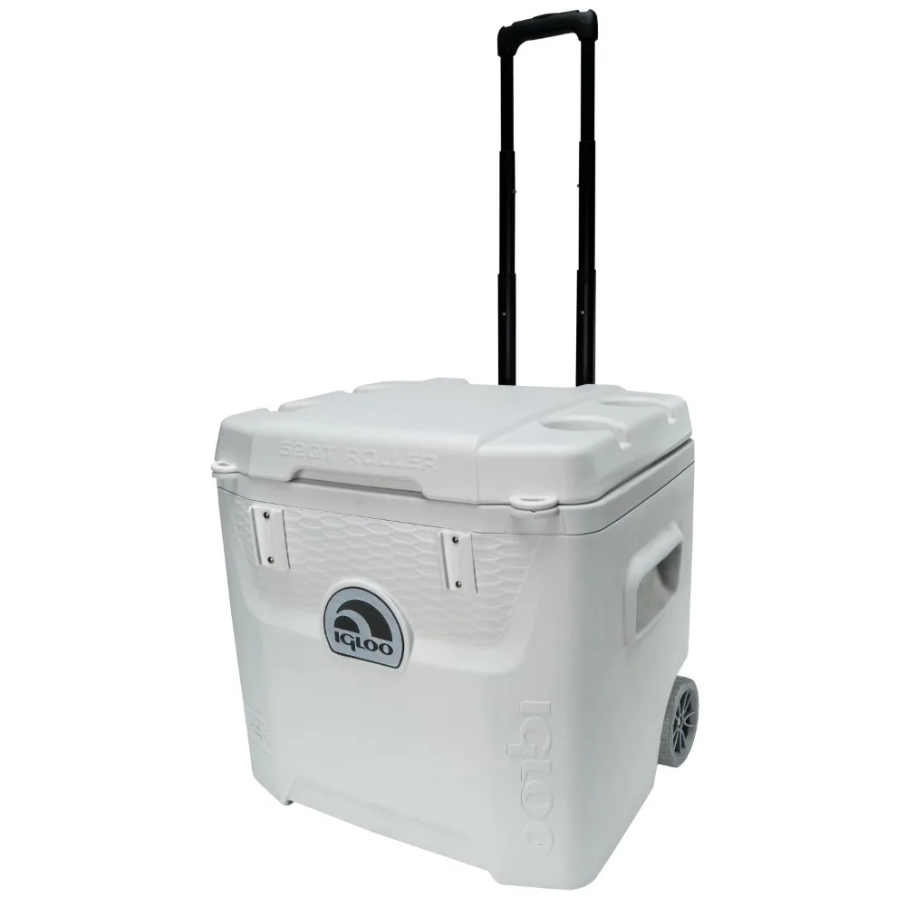 

52 QT 5-Day Marine Ice Chest Cooler With Wheels Portable Coolers White Ice Box for Camping Beach Cool Igloo Hiking Sports