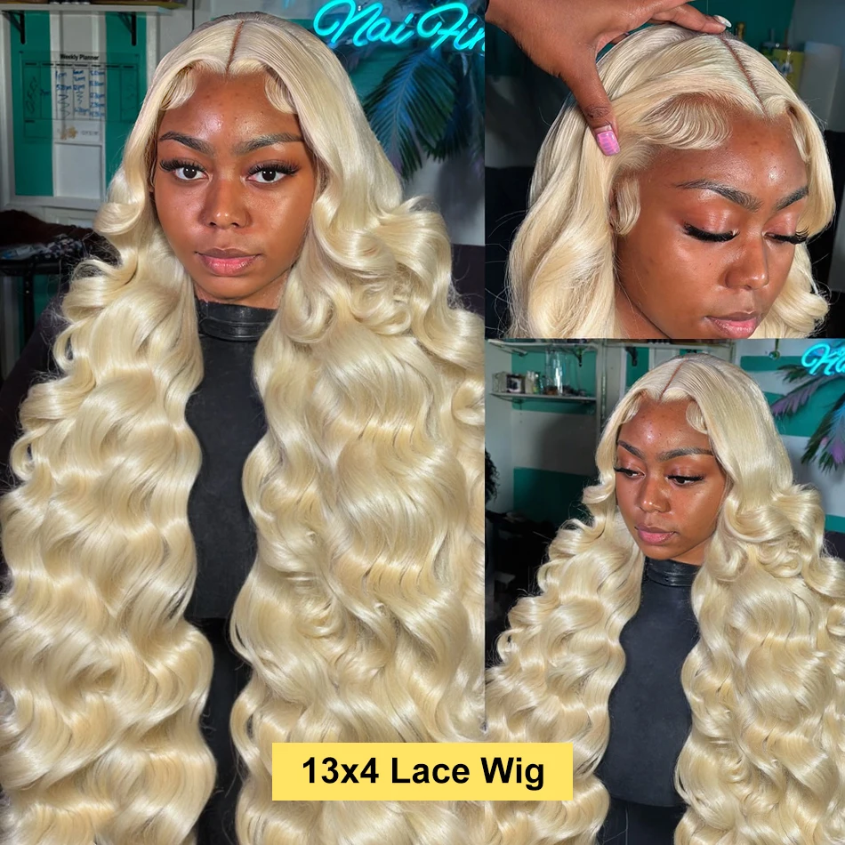 30 34 Inch Water Wave 13x6 Lace Front Wig Human Hair Body Wave Blonde 613 Coloed 13x4 Lace Frontal Wigs For Women 3