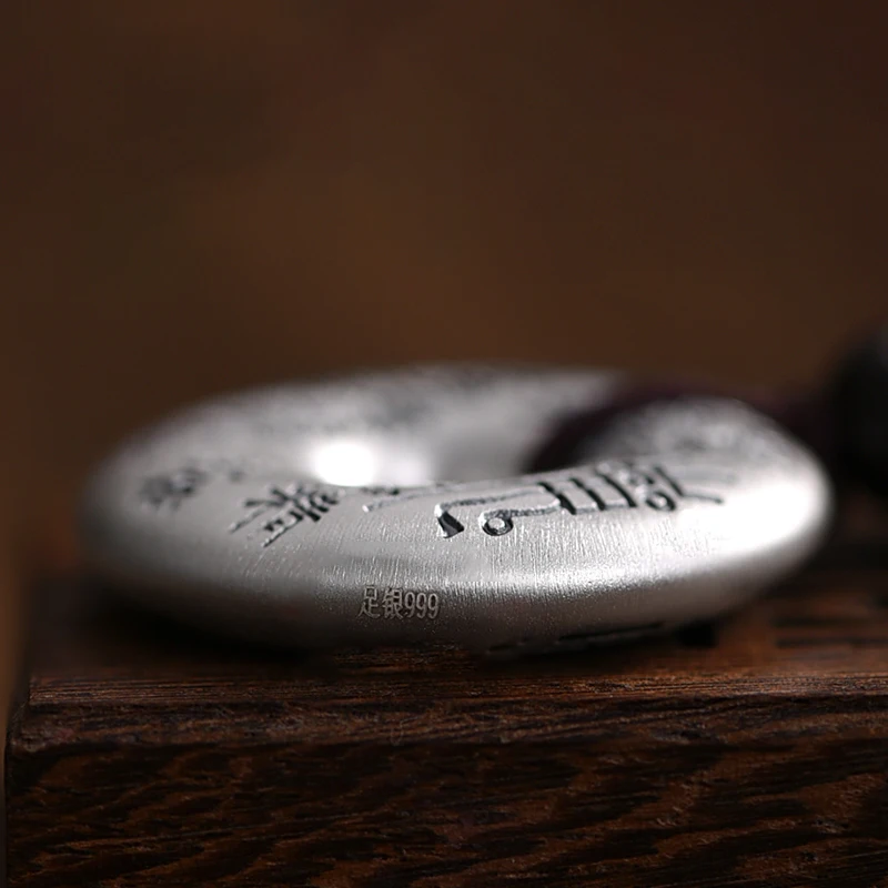 999 Pure Silver Mountain Ghost Money Safety Buckle Pendant For Men National Style Bagua Brand Necklace Pendant ZABRA