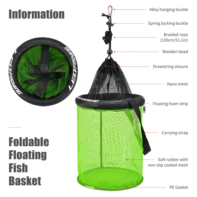 Living-Fish Bucket Floating Bucket Thickened Reinforced Bucket Multi functional BOX Foldable Rocking Fishing Net Fly Fishing Net 3