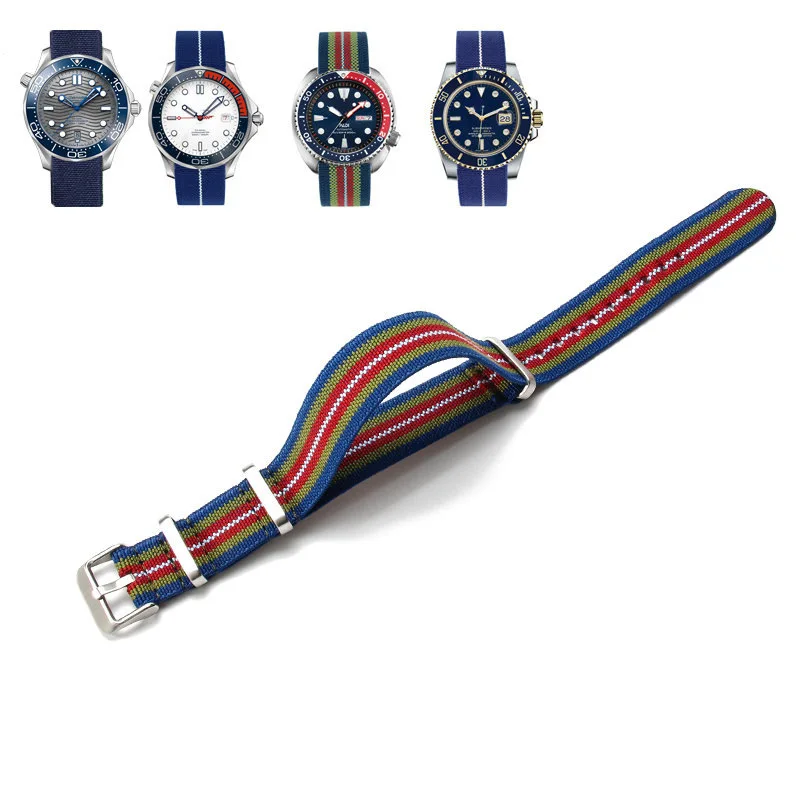 Premium NATO Nylon Watch Band - Black & Green, Sweat-Absorbent and Woven Design