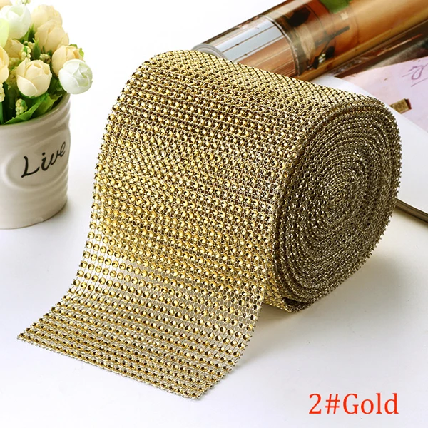 10-Yard Rhinestone Mesh Trim with 24 Rows for DIY Wedding and Party Decoration