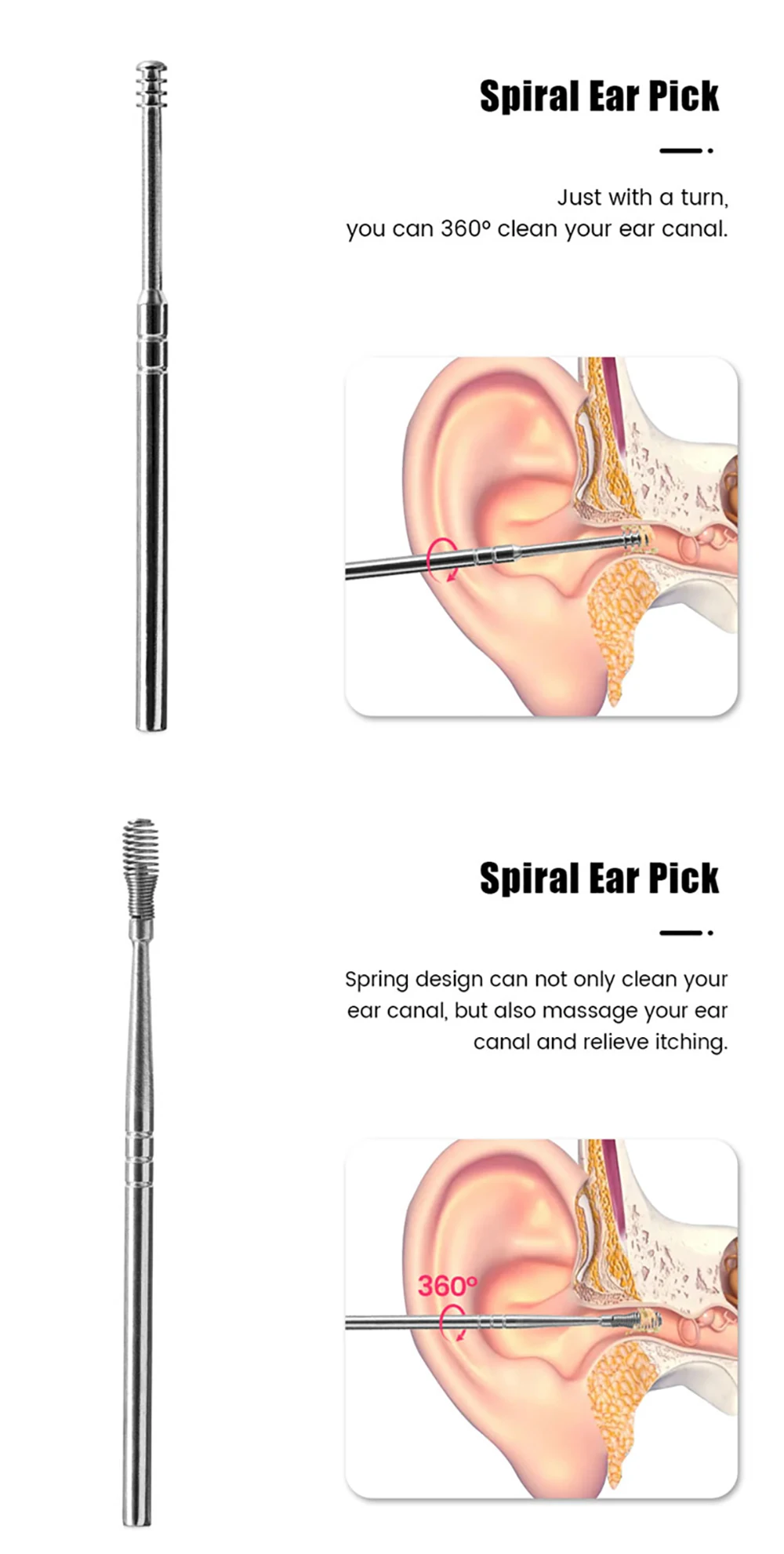 Description Picture 5 of item6pcs/set Ear Cleaner Ear Wax Removal Tool Ear Pick Stick Earwax Remover Cleanser Spoon Cheap for 1 Cleaning Your Ears Kit