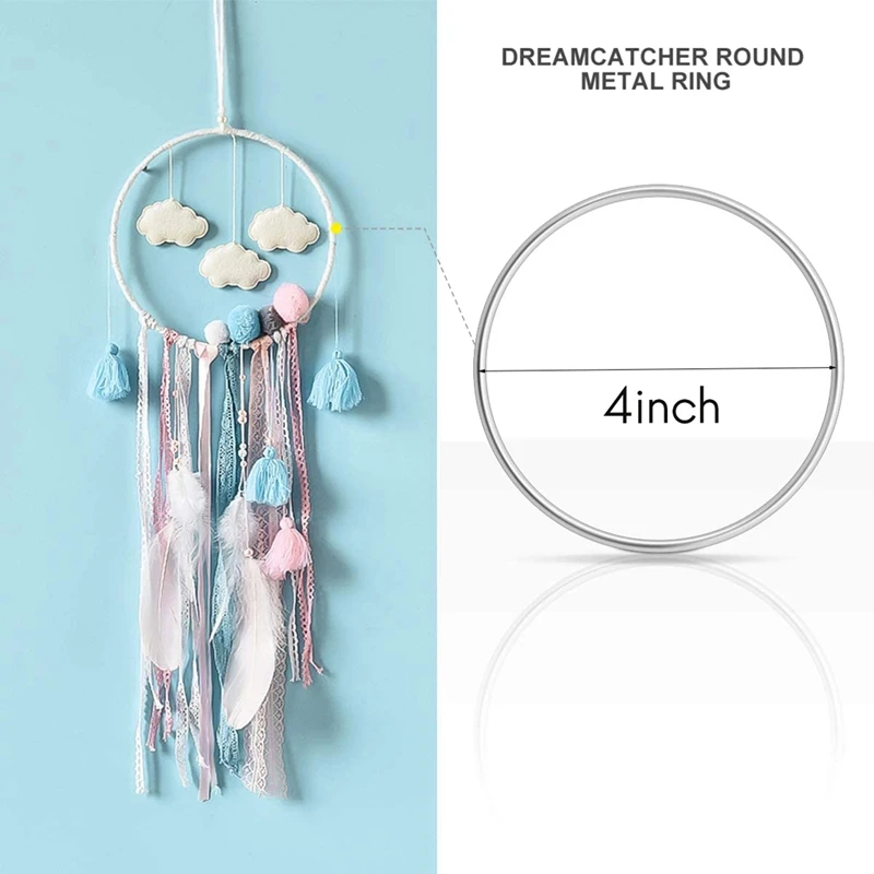 40 Pack 4 Inch Silver Dream Catcher Metal Rings Floral Hoops Wreath Macrame Creations Ring For Crafts DIY 2