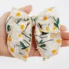 2pcs Kids Flowers Embroidery Large Bow Hair Clips Girls Daily Ponytail Decor Barrettes Children Party Fashion Hair Accessories 3