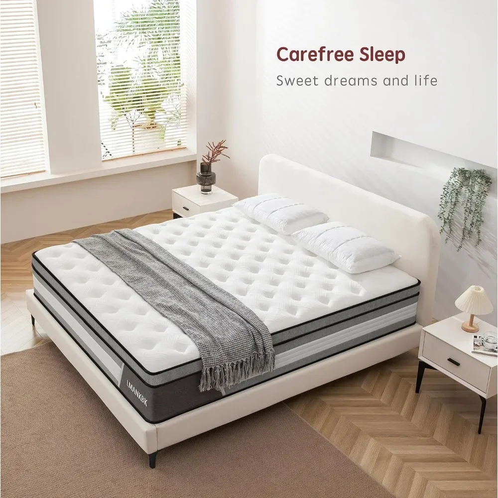 Twin Mattress, 10Inch Innerspring Hybrid Mattress in a Box with Gel Foam,Individually Wrapped Encased Coil Pocket Spring Mattres 4