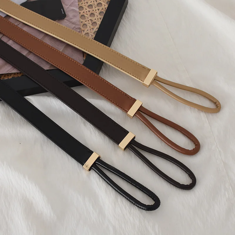 Cintura annodata in corda di cuoio per decorazione da donna abbinata a cappotto maglione gonna accessori piumino cintura in vita sigillo in vita_voghion.com