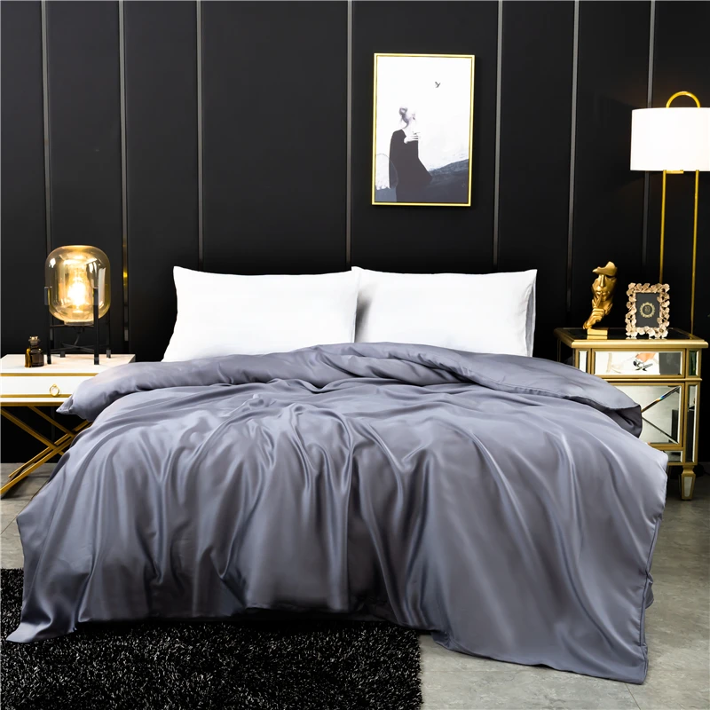 Silk Duvet Cover Natural Mulberry Solid Color Single Double King Size Comforter