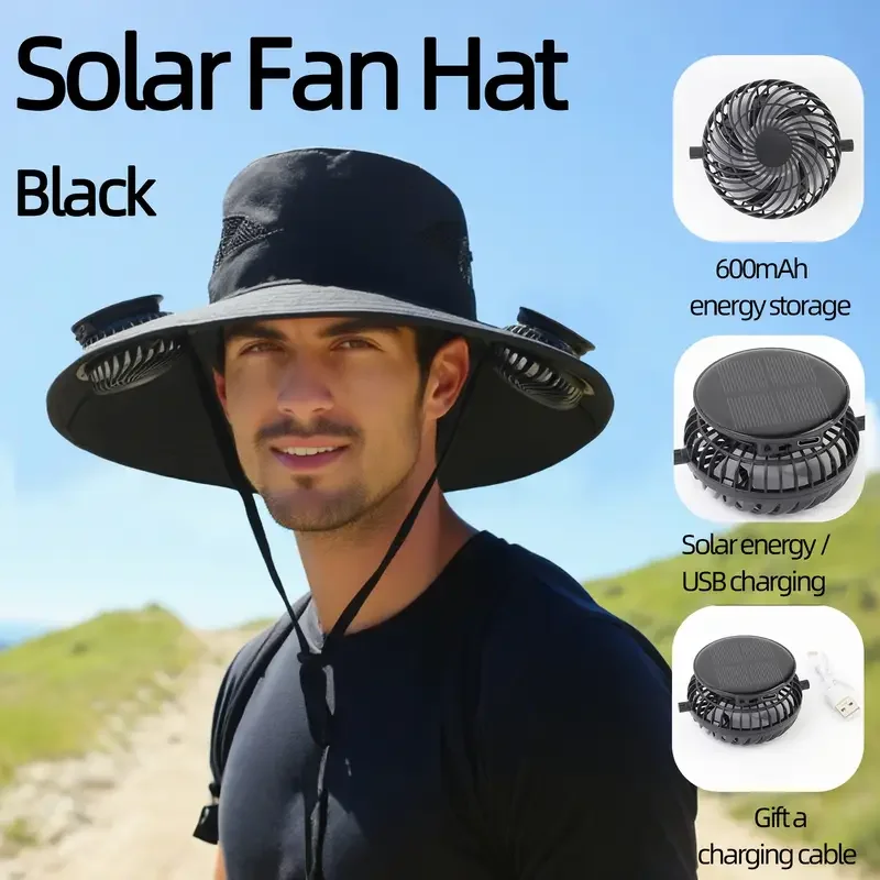 Quick Dry Sun Hat with Solar Fan for Men Outdoor