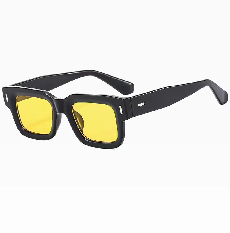 Markendesigner Quadratische Sonnenbrille für Damen und Herren Ozeanfarben-Schattierungen Sonnenbrillen für Frauen Modische Rechteckige Nieten-Sonnenbrille – Detail 7