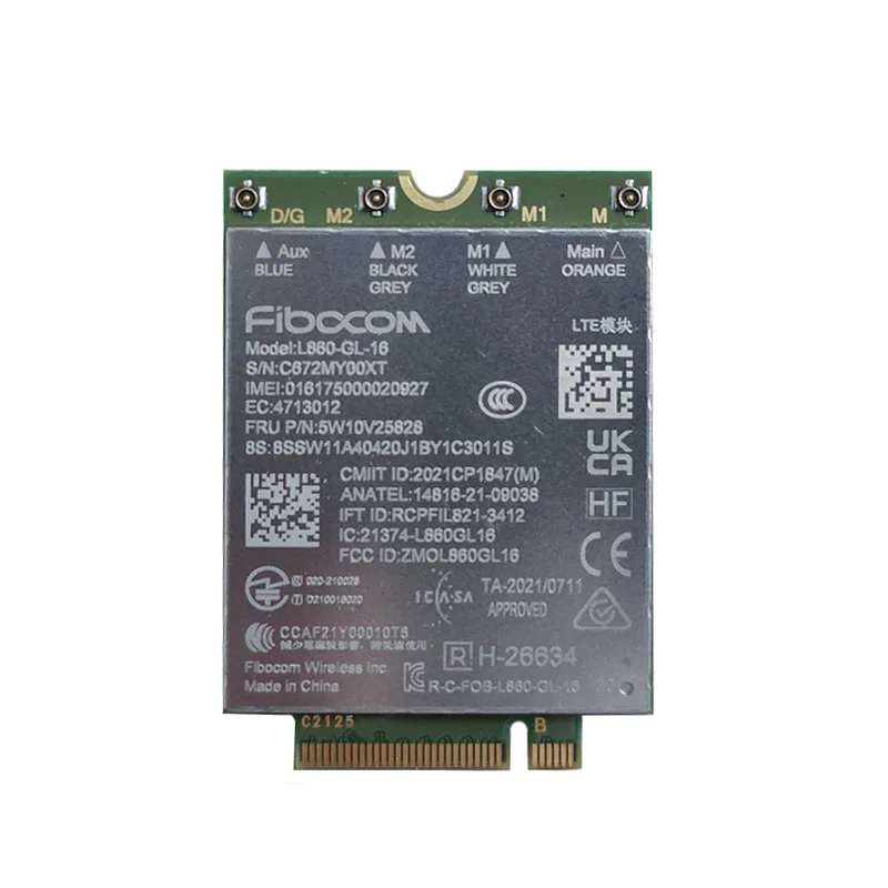 

Fibocom L860-GL-16 5W10V25828 LTE Cat16 модуль для Thinkpad T14 T14s L14 L15 P14S P15V X13 Yoga Gen3 X1 Nano Gen2 T16 P16S Gen1