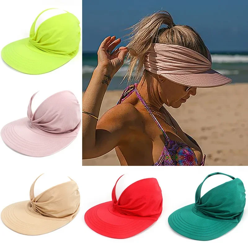 Summer Women Visor Sun Hats UV Protection Sunshade Beach Caps Breathable Outdoor Sports Tennis Golf Running Sunscreen Hat Caps