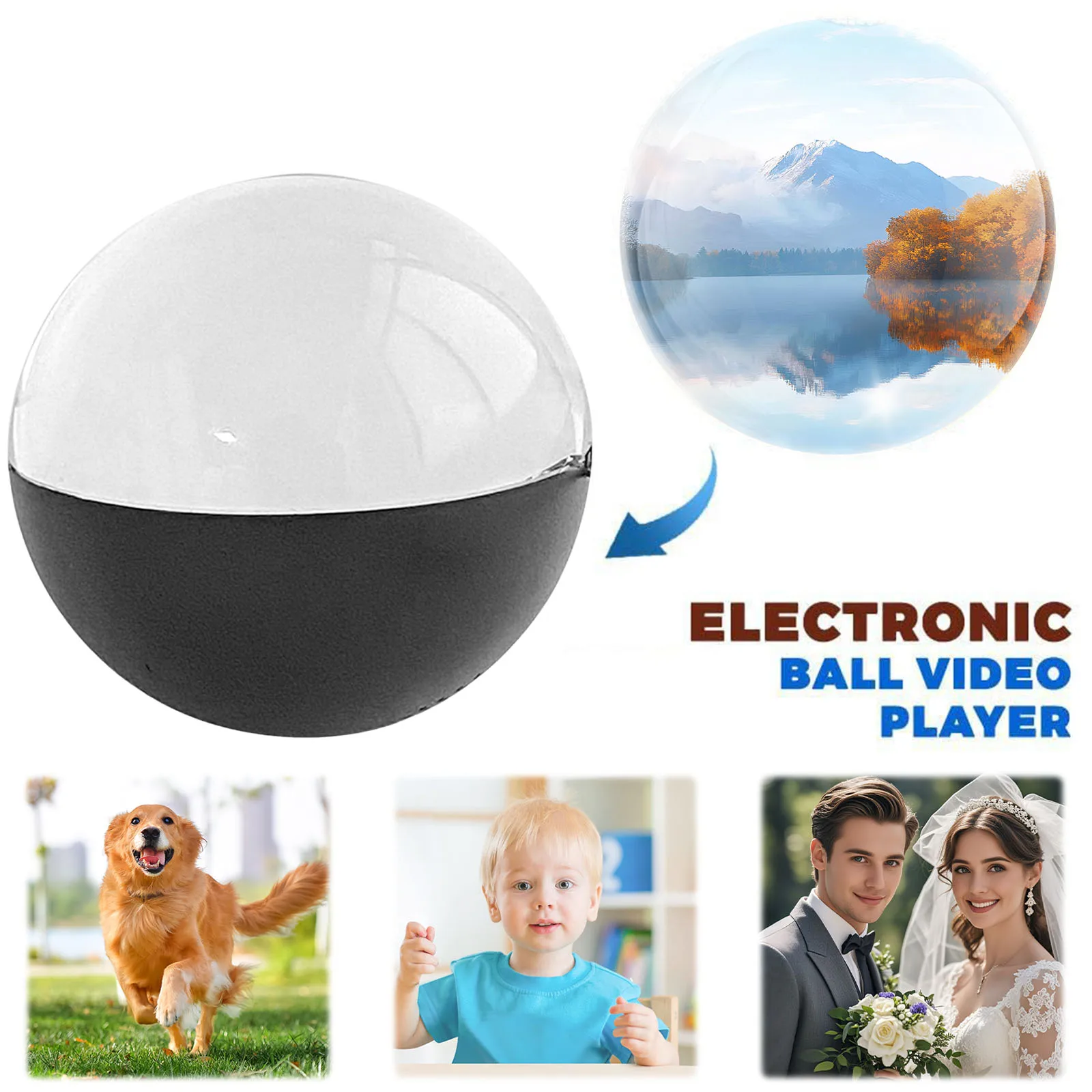 3D Video Crystal Ball DIY Memory Art Glass Ball Lamp 2.7inchs Screen 4GB Videos Player Electronic Memory Ball for Friends Gift
