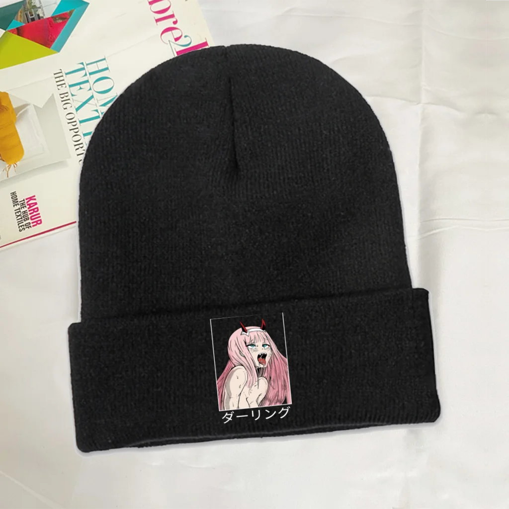 

Darling In The Franxx Skullies Beanies Caps Zero Two Tear Knitted Winter Warm Bonnet Hats Unisex Ski Cap