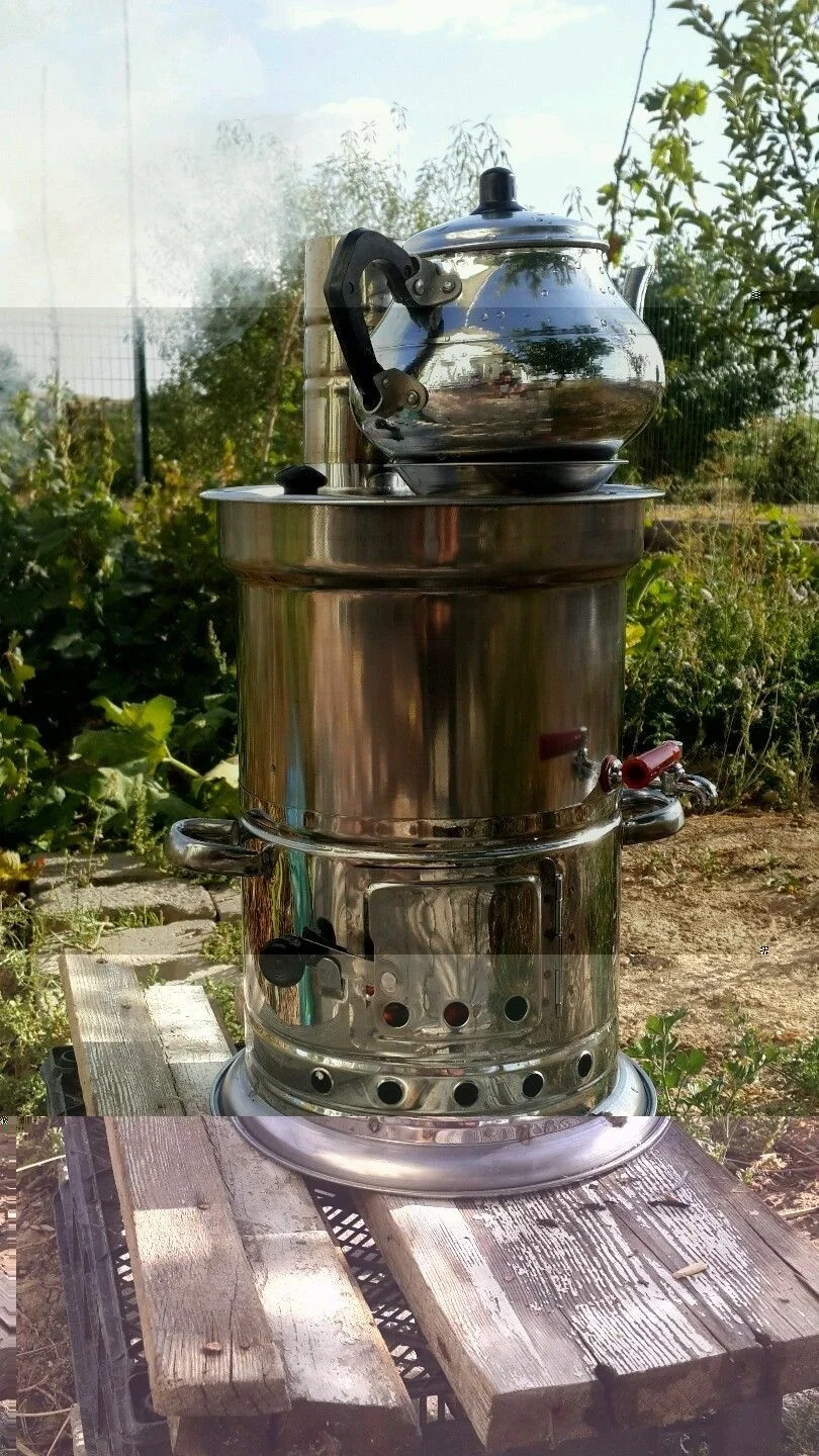 STAINLESS STEEL SAMOVAR WOOD BURNING COAL STOVE CAMP WATER HEATER TEA  KETTLE u0026 BBQ MULTI COOKING STAND 136oz - AliExpress
