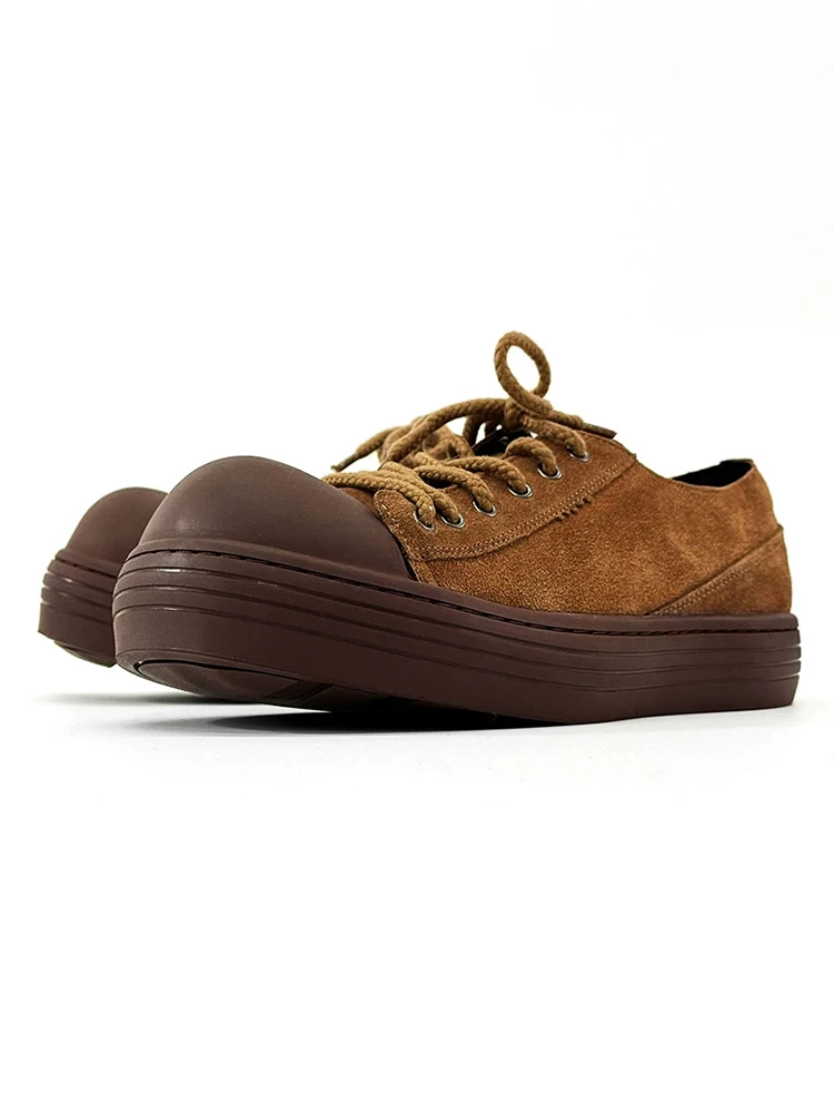 Retro luxury brand Man sneaker Genuine leather suede Big Head Sneakers Men's Shoes Oversized size 46 High Street ugly shoes 5