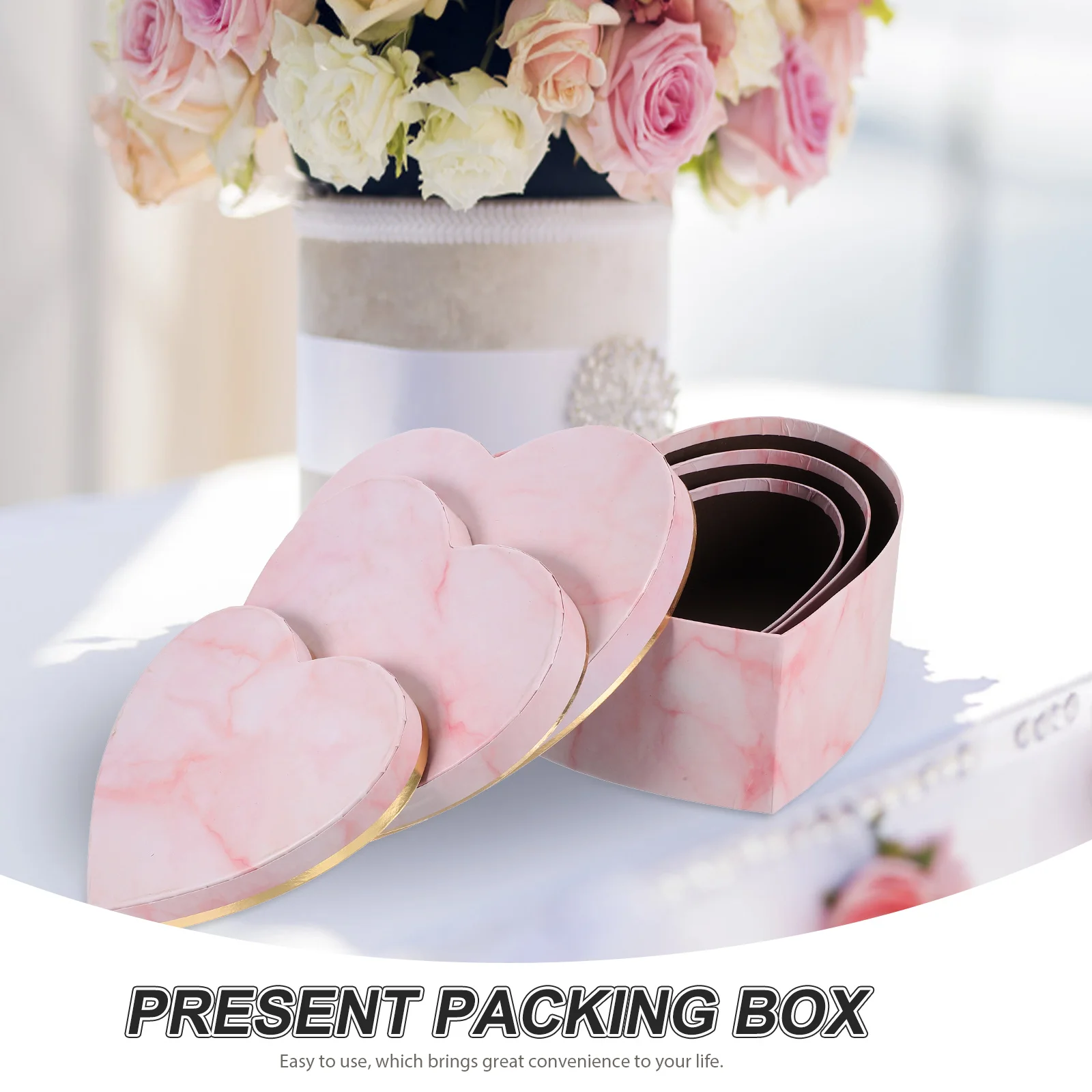 3 Pcs Wedding Heart Shaped Box Strawberry Decor Present Boxes Cardboard for Gift