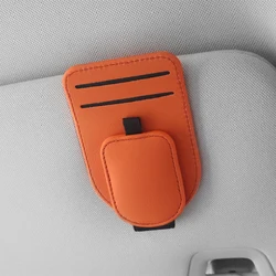 Leather Multifunction Sunglasses and Ticket Holder Clip (Orange)