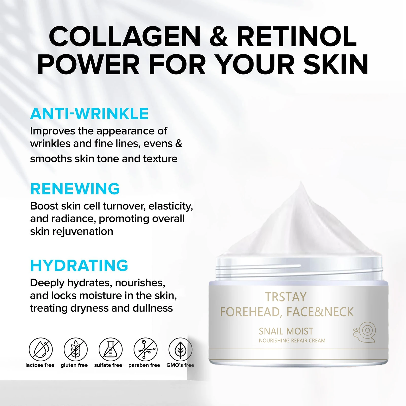 TRSTAY  Forehead, face, and neck  Snail Moist  Nourishing and Repairing Cream 2