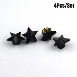 4 - Piece Pentagram Tire Valve Stem Caps Set - Universal Dust Covers (Black)