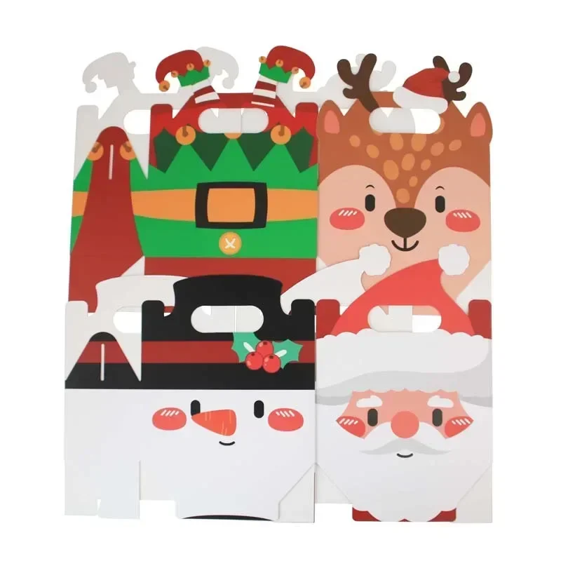 100PCS Christmas Candy Box Christmas New Creative Cute Candy Square Gift Box Hand-carrying Cookie Cake Pastry gift boxes