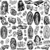 Chicano Bandit Mexico Temporary Tattoos For Men Women Fake Car Nun Tattoo religion Stickers Realistic Back Waterproof Tatoos 1