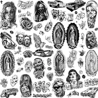 Chicano Bandit Mexico Temporary Tattoos For Men Women Fake Car Nun Tattoo religion Stickers Realistic Back Waterproof Tatoos 1