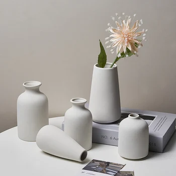Nordic Decoration Home  White Vases Ceramics Vase Dried Flowers Tabletop Decor Modern Decorative Vases Living Room Decor Gift 4