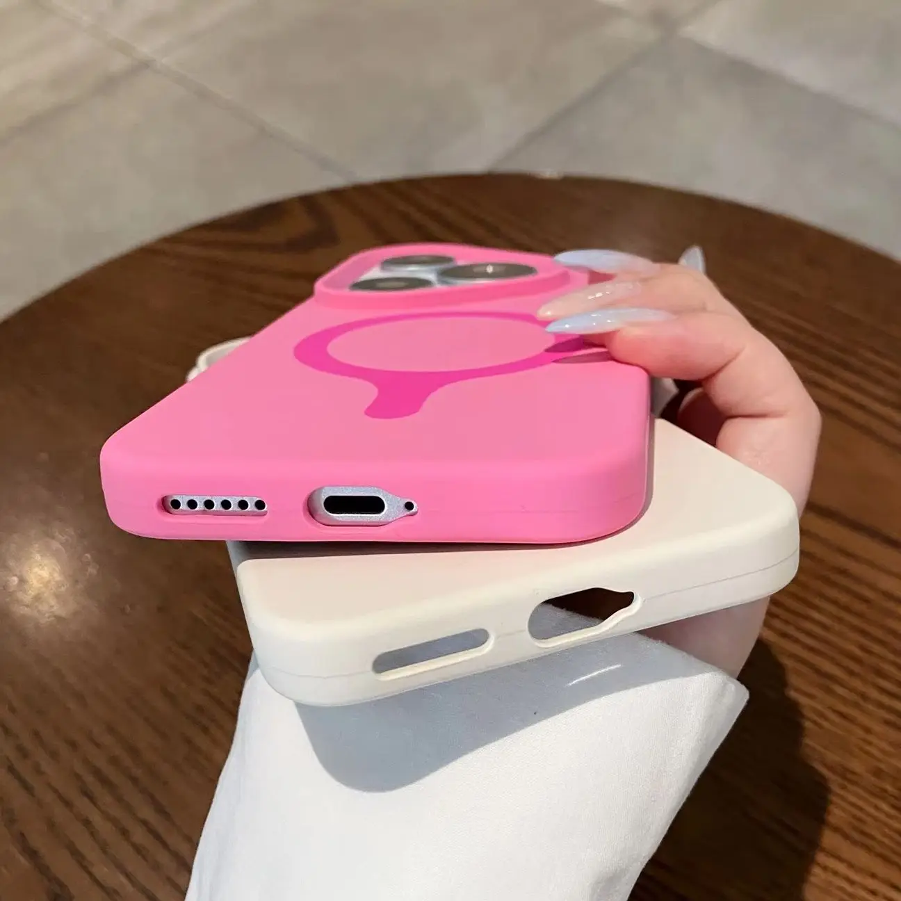 Magnetic Soft Silicone Neon Color Case - Matte Dopamine Finish