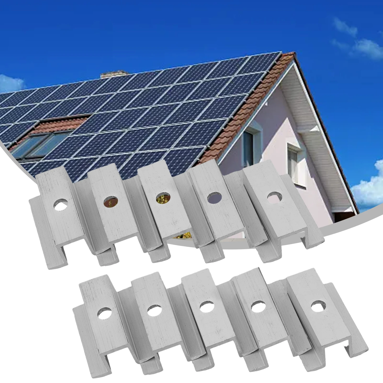 Solar Panel Mount Accessories 4/10Pcs Solar Middle Clamp PV For Frame Height 25-50mm Aluminum Alloy Photovoltaic Bracket Solar Panel Accessories Home Module