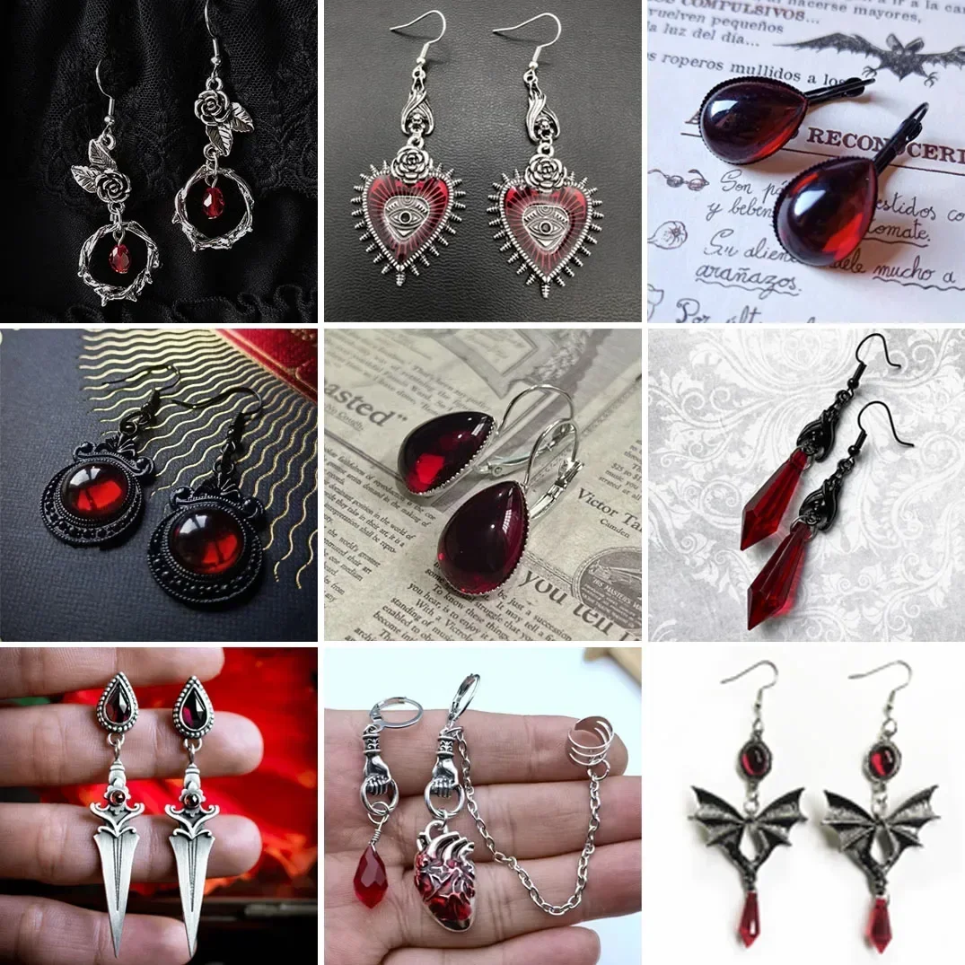 Rose Earrings Vintage Gothic Vampire Witch Black Rose Earrings Women Creative Holiday Party Jewelry Accessories