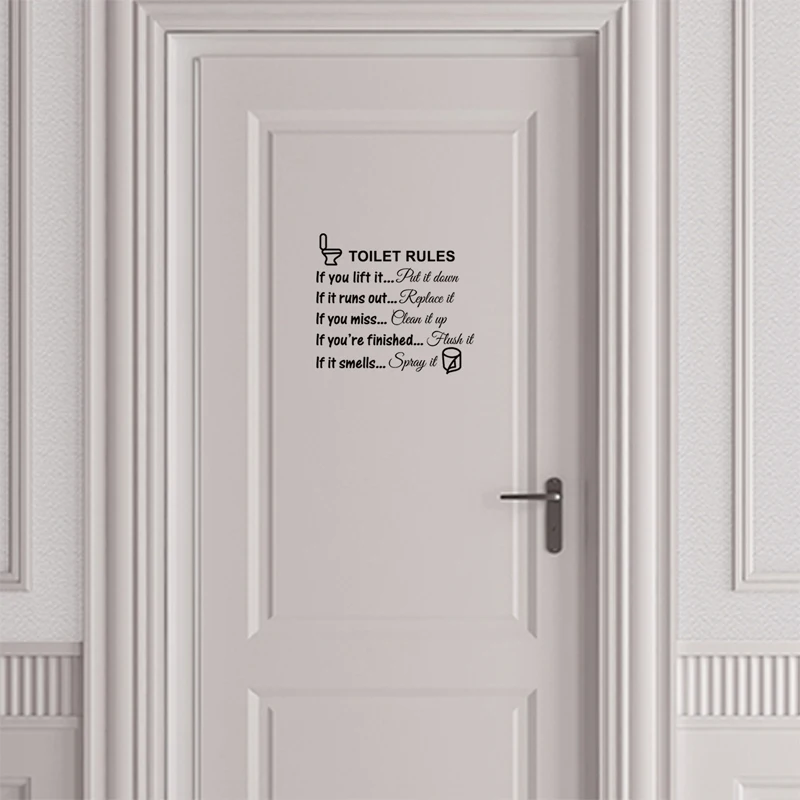 Toilet Rules Toilet Stickers Bathroom Bathroom Removable Home Decor Wall Stickers Home Decor Letter