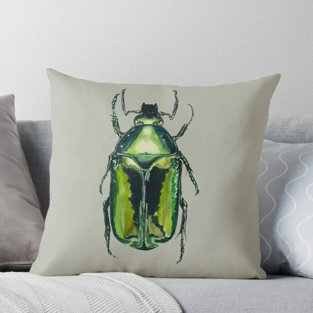 

Green Scarab Beetle: Agestrata semperi female Throw Pillow Throw Pillow Plaid Sofa christmas supplies