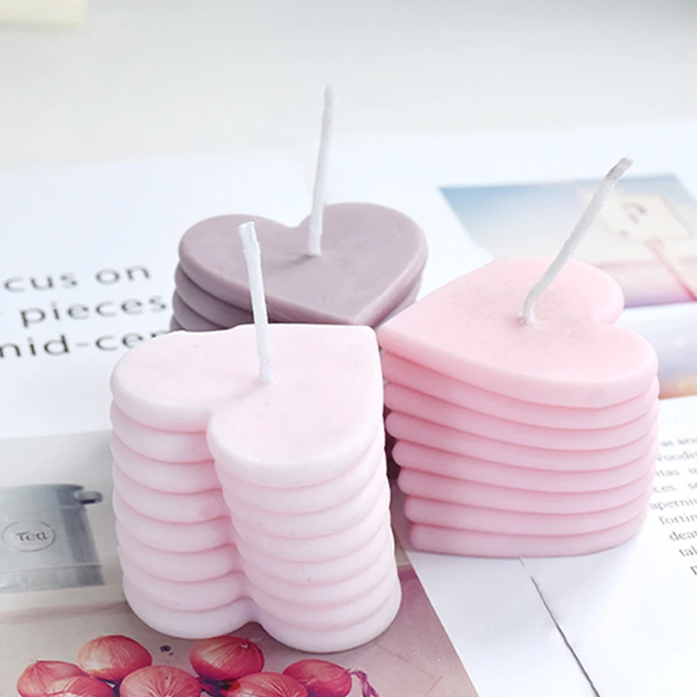 

Stacking Heart-shaped Aromatic Candle Mould 3D Rotating Love Candle Mold Gypsum Process Resin Soap Cake Decoration Handmade Mold