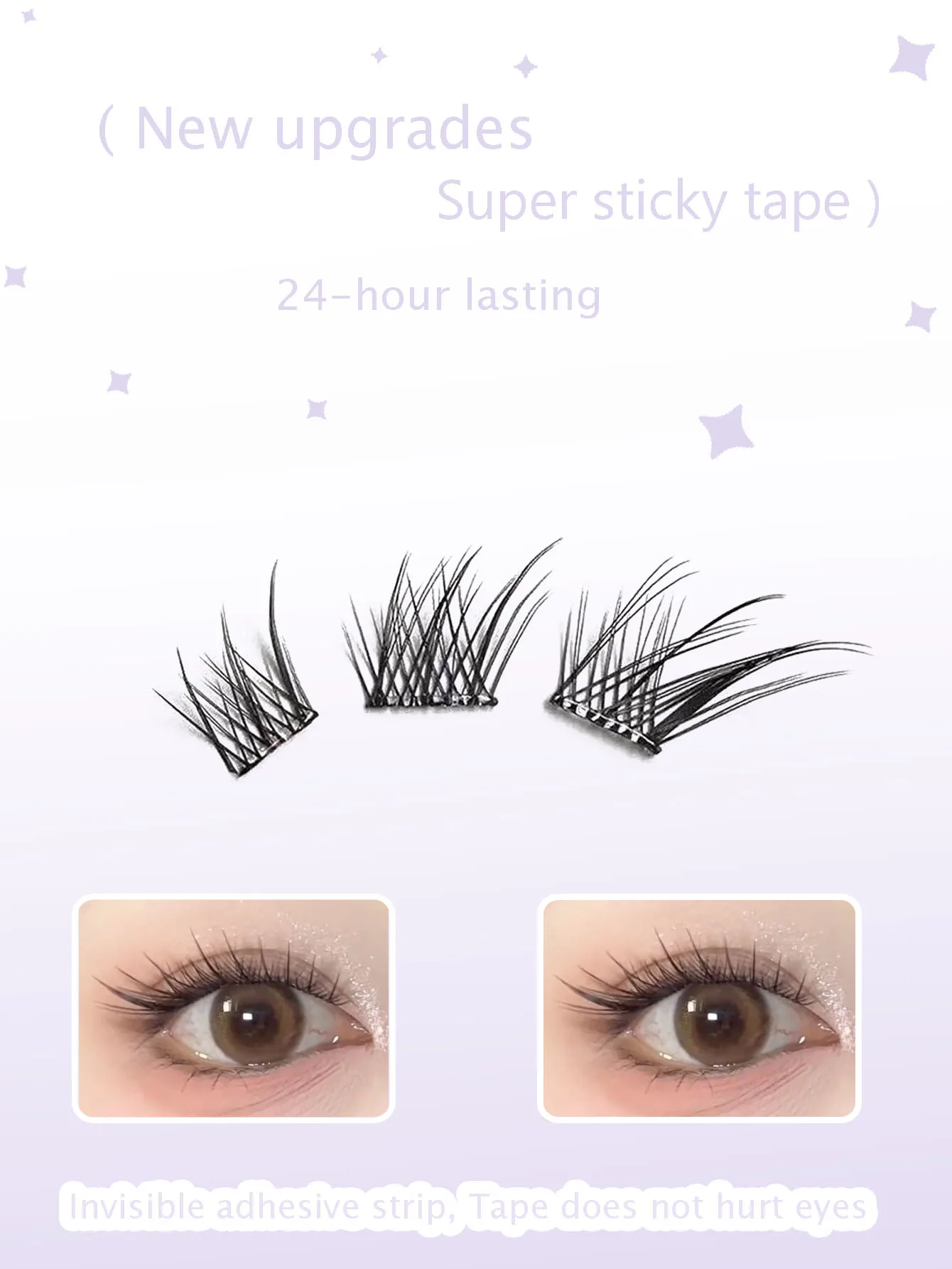 10 Reihen selbstklebende, natürliche, weiche DIY-Falsche Wimpern mit großem Fassungsvermögen, klebstofffreies Cosplay, Make-up im Anime-Stil, falsche Wimpern – Detail 4