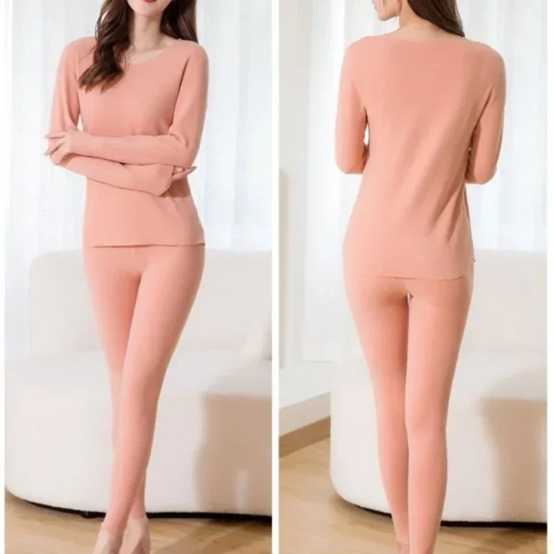 German Velvet Thermal Underwear Sets Women Seamless Warm Plus Fleece Thickening Suit Long Autumn Clothes Long Pants Johns