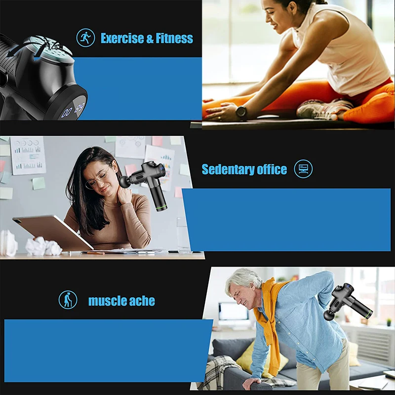 Fascial Waist and Back Massager High-Frequency Vibration Muscle Relaxation Electric Shoulder Massage Gun_voghion.com