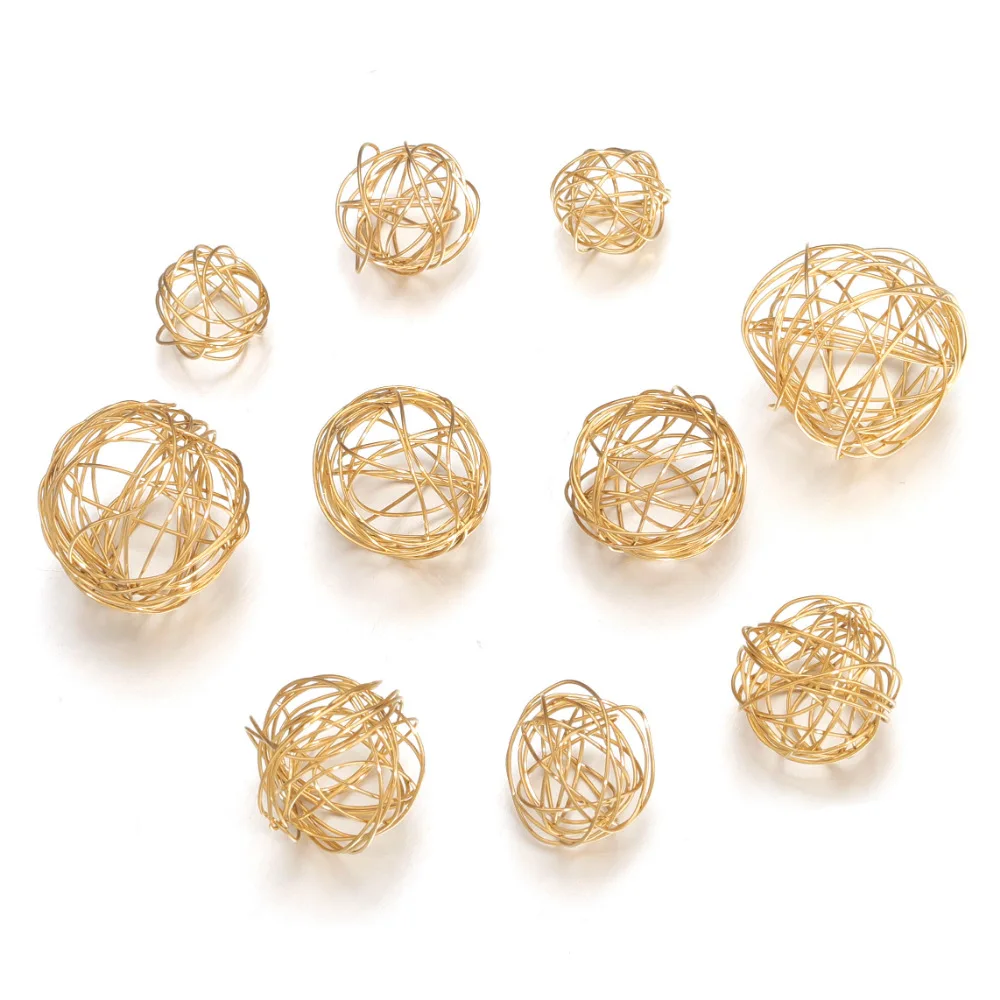 18K Gold Plated Stainless Steel Handmade DIY Jewelry Accessories Stainless Steel Wire Ball Pendant Wholesale 1