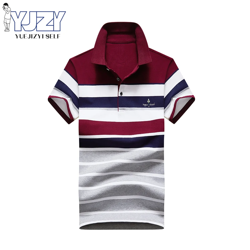 

New Summer Business Casual Polo Shite Stripe Embroidery Cotton Mens Polo Shirt Brand Breathable High Quality Polo Men Clothing