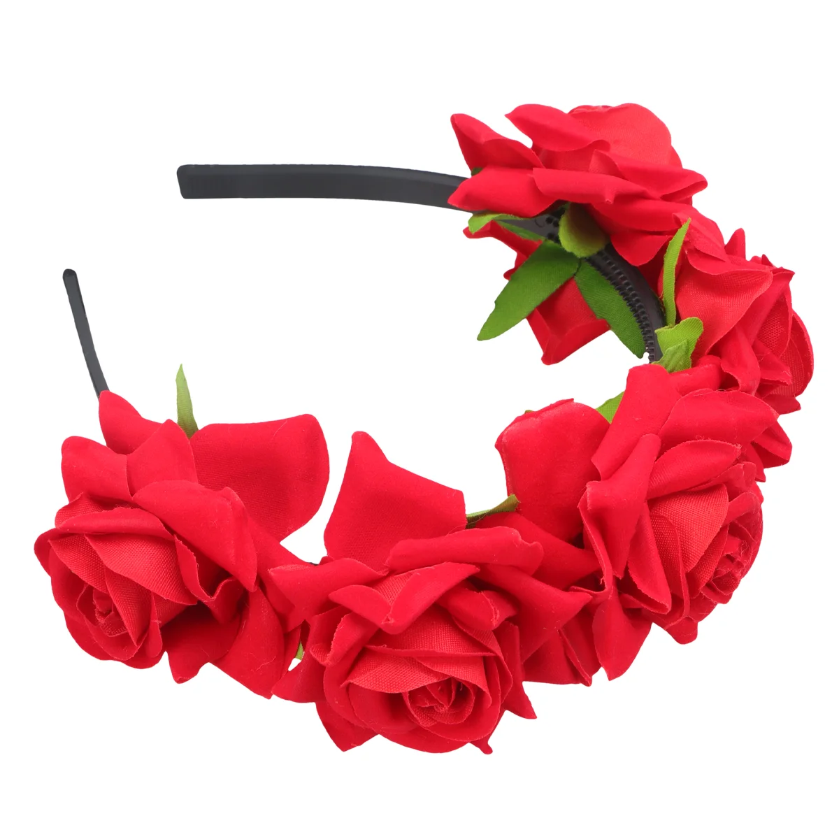 

Rose Headband Wedding Party Rose Hairband Day of the Dead Flower Crown for ( Red )