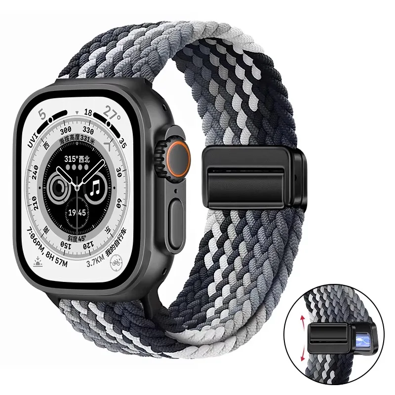 Breathable Nylon Braided Strap for Apple Watch - Adjustable Wristband