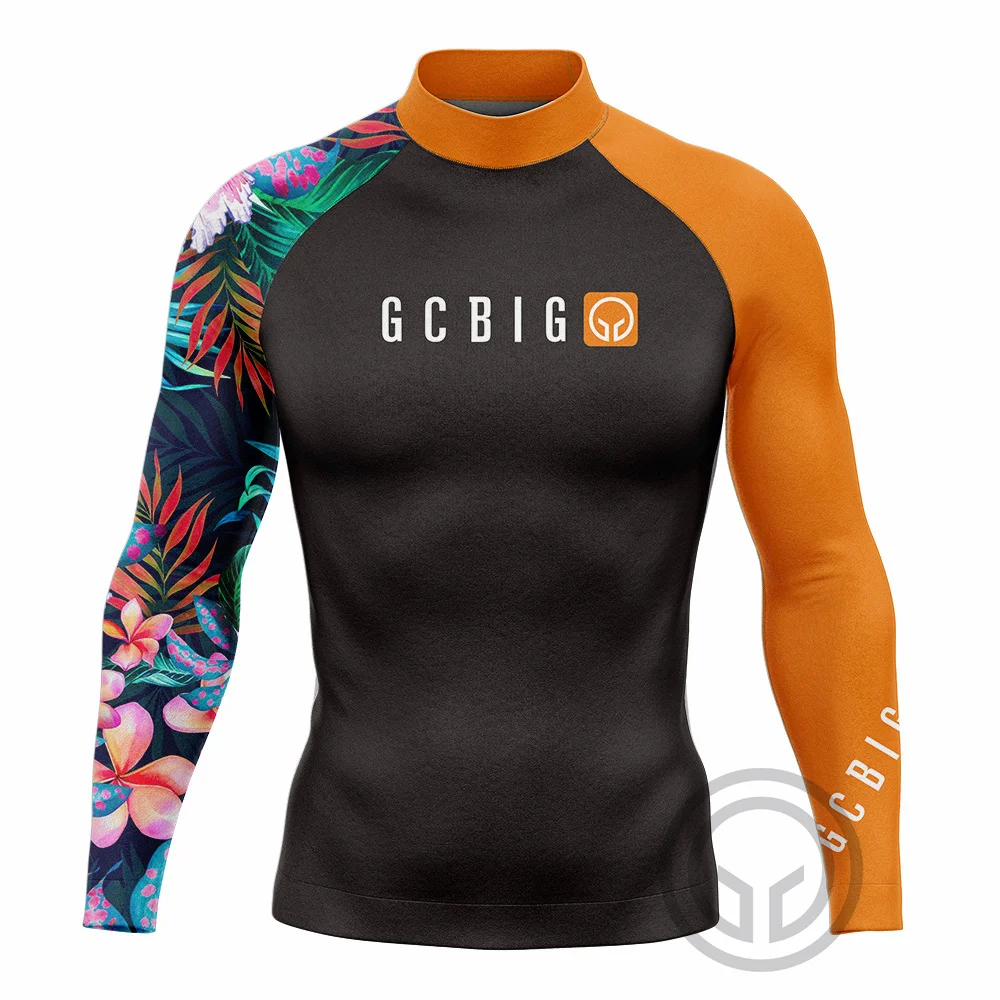 Men's Surfing T-shirt Swimsuit Beach UV Protection Long Sleeve Surfing Suits Rash Guard Tops Diving Clothing Rashguard Swimwear