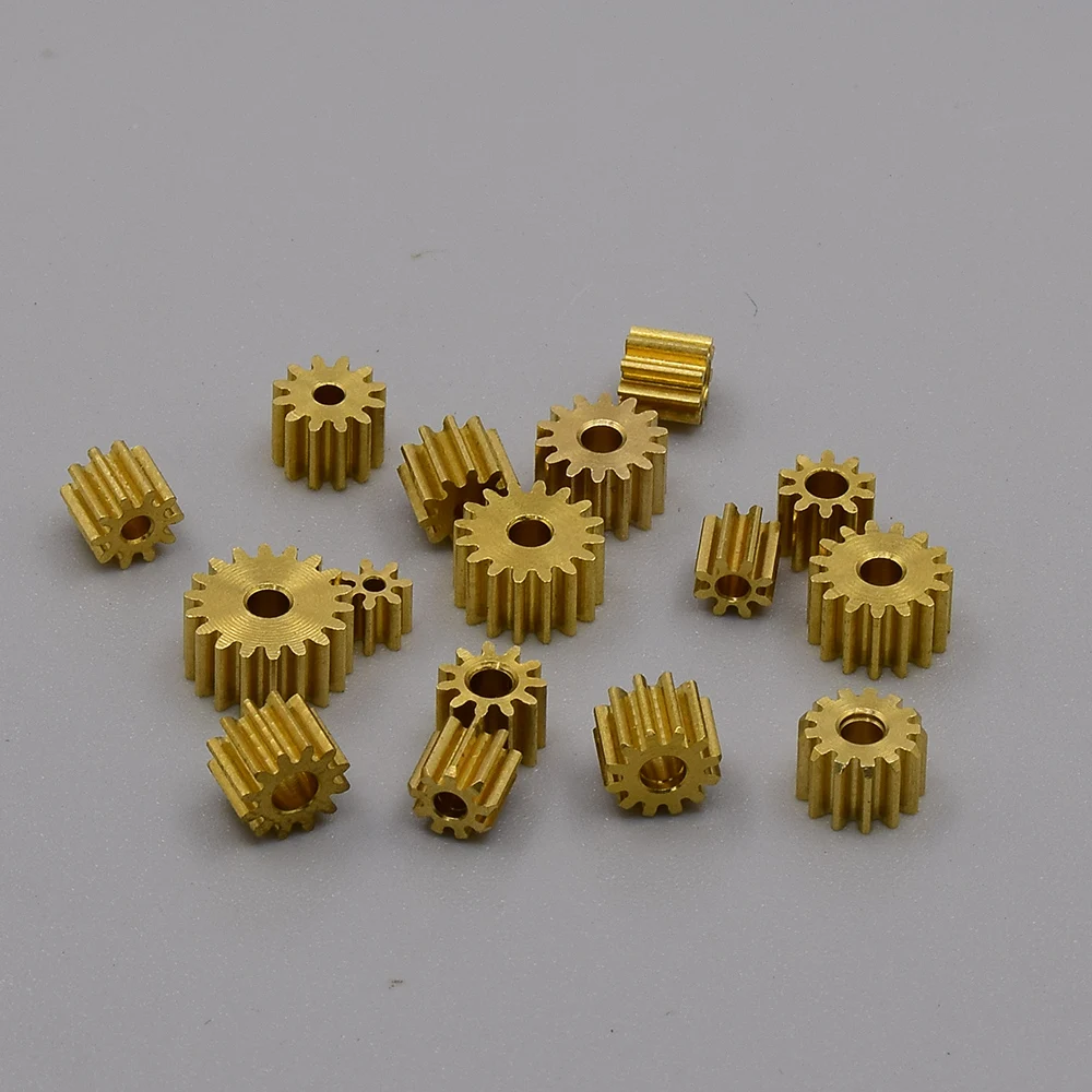 0.3 Modulus Metal Copper Gear 8T 9T 10T 11T 12T 13T 14T 15T 16T 18T Teeth Brass Pinion Gear Fit 1mm 1.5mm 2mm Shaft RC Toy Car motor gear transmission gear electric bike gear cassette deck tape gear electric chain saw gear