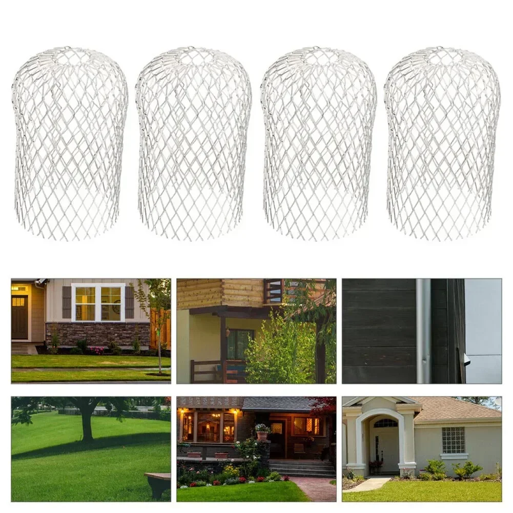 4 PCS Gutter Aluminum Mesh Gutter Leaf Debris Mud Trap Guards Drain Pipe Cover Downpipe Guards Set