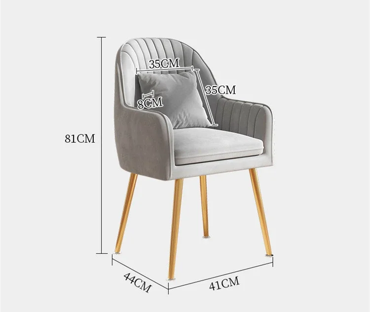 Dining Chair Light Luxury Makeup Chair Soft Backrest Seat Home Bedroom Stool Wrought Iron Dressing Chair Comfortable Dining Furniture